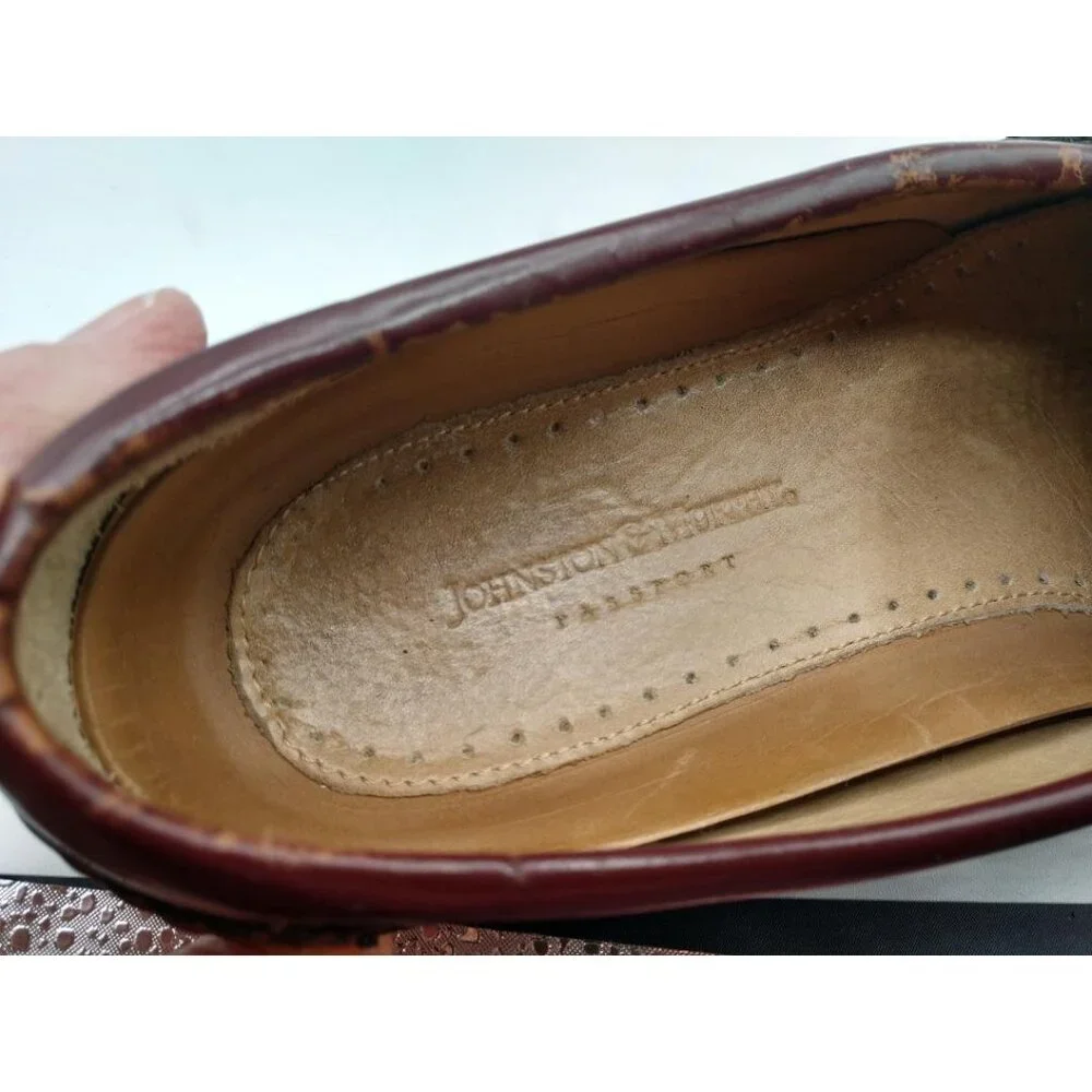 Johnston & Murphy Tassel Loafers Burgundy/Brown Leather Mens 9.5 M Made In Mexic
